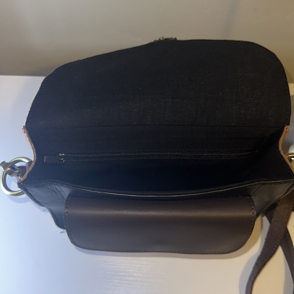 Leopard Hide and Leather Crossbody Satchel Purse - Picture 10 of 12